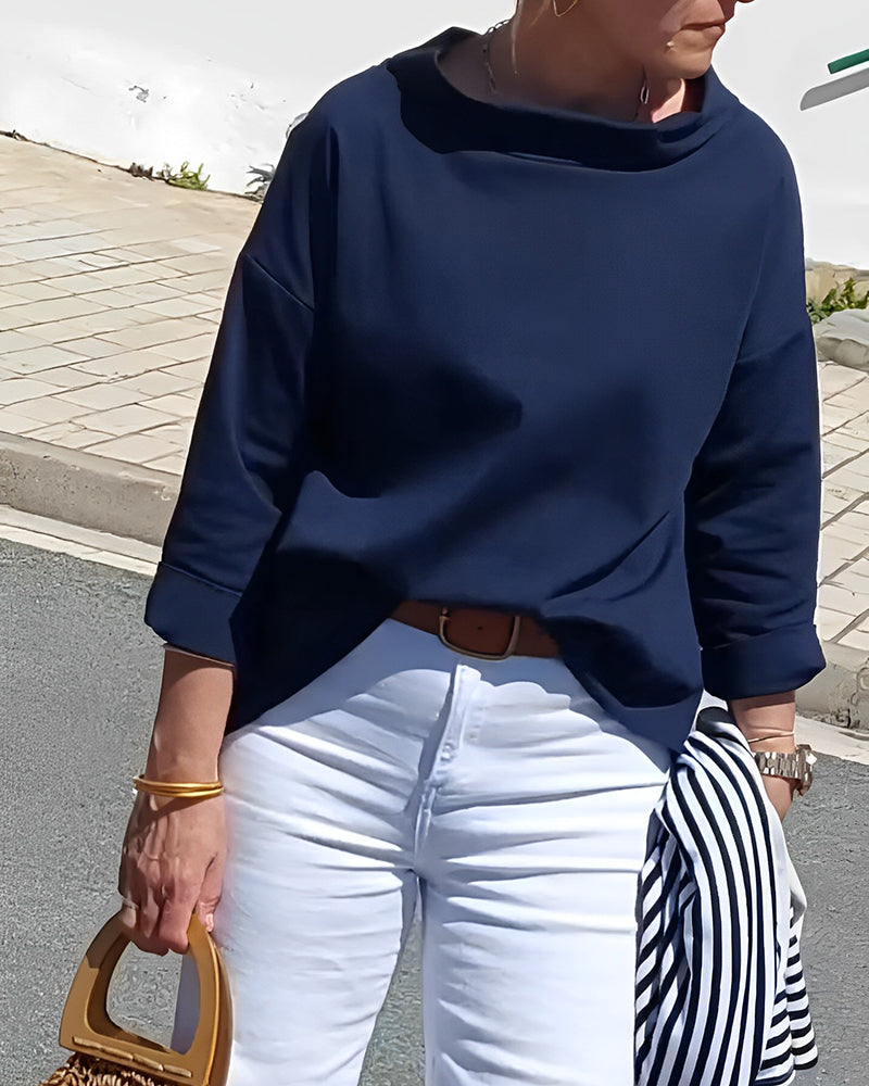 Women’s Modern High-Collar Top | Structured Outline