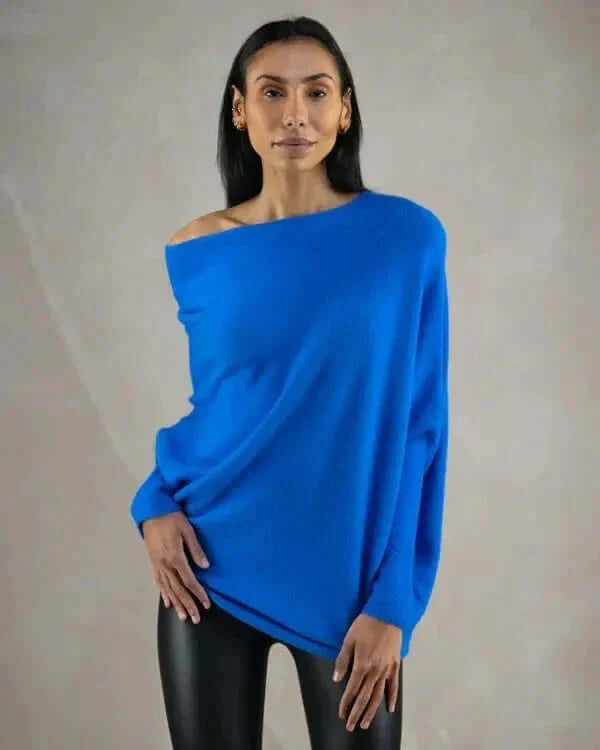 Women’s Asymmetric Draped Jumper | Long Hemline