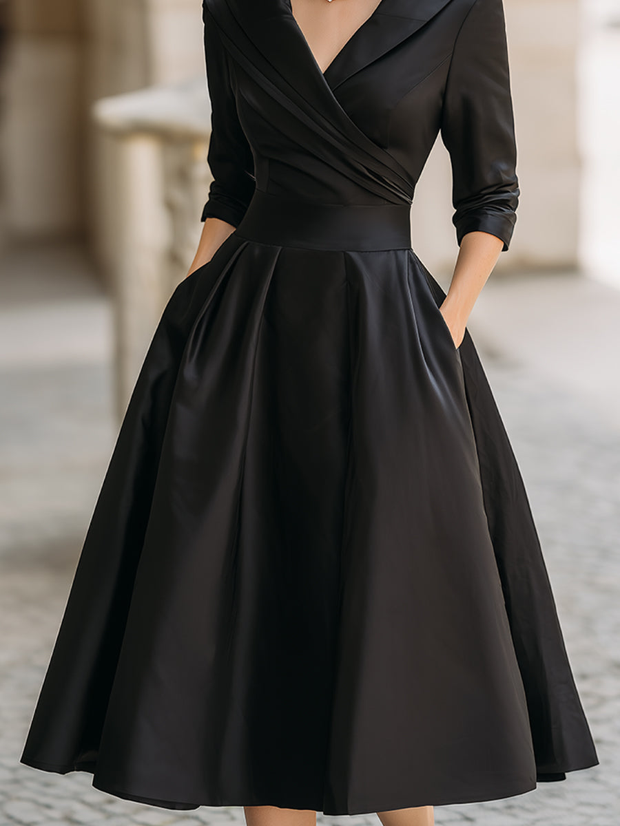 Women’s Wrap Collar Evening Dress | Midi