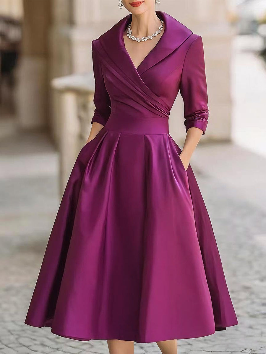 Women’s Wrap Collar Evening Dress | Midi