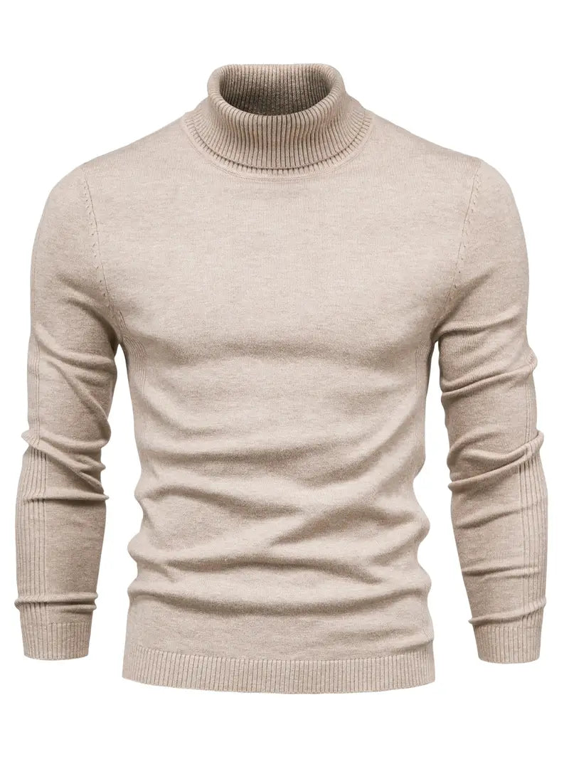 Pull Col Roulé Ajusté Pour Hommes | Vêtement Smart Casual A Manches Longues