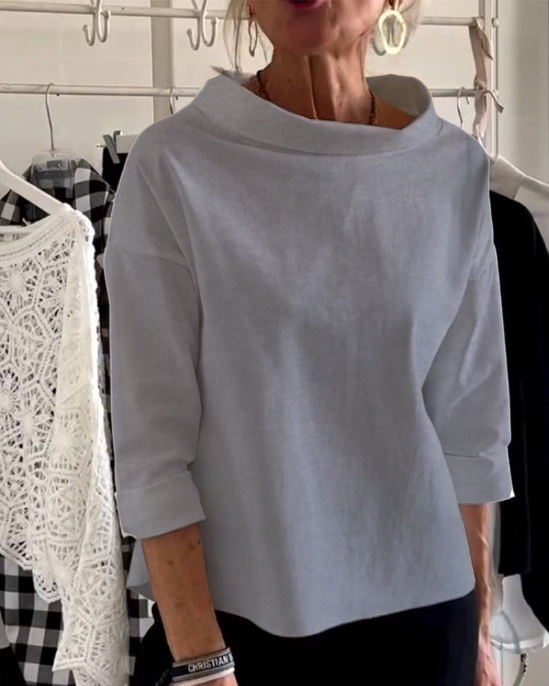 Women’s Modern High-Collar Top | Structured Outline
