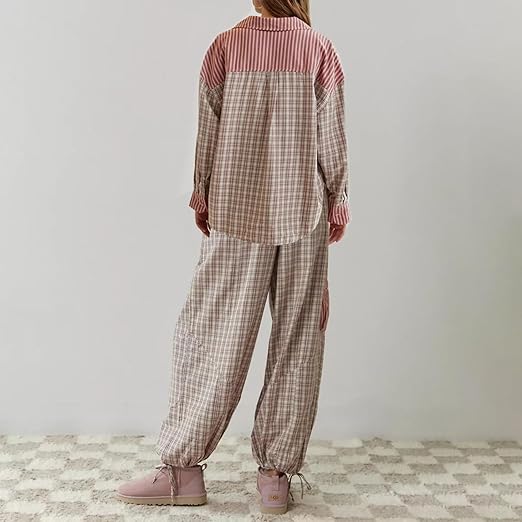 Ensemble Deux Pièces a Carreaux Chic Pour Femmes | Stylé