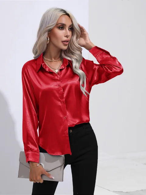 Buttoned Blouse For Women | Long Sleeves Relaxed Fit