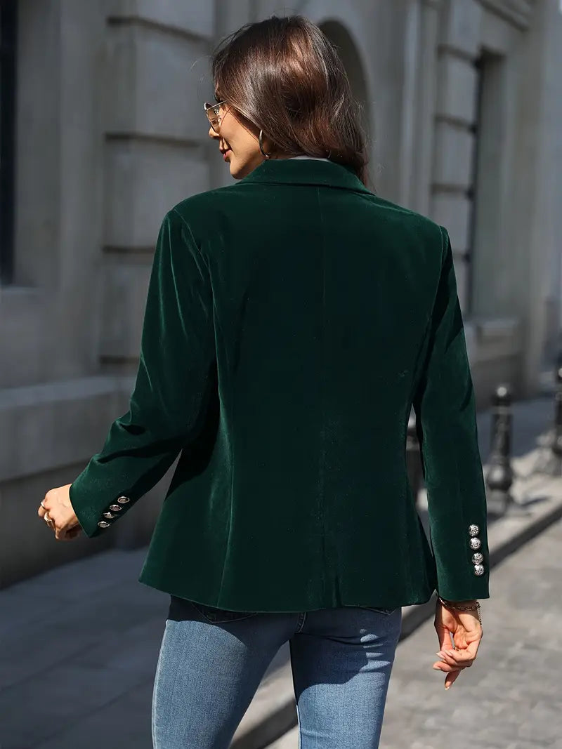 Womens Blazer with Gold Buttons and Sharp Lapels | Elegant