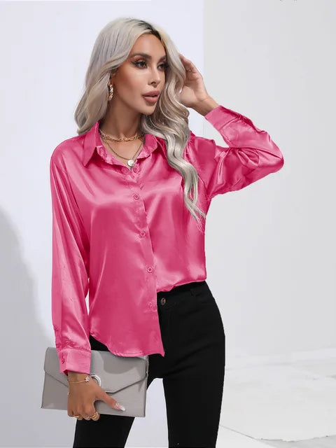 Buttoned Blouse For Women | Long Sleeves Relaxed Fit