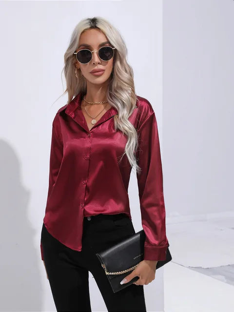 Buttoned Blouse For Women | Long Sleeves Relaxed Fit