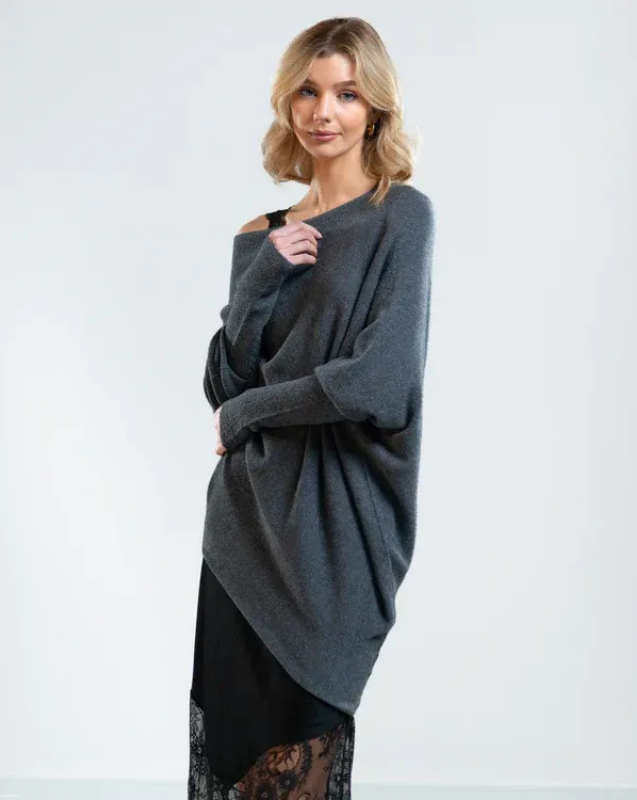 Women’s Off-Shoulder Knit with Swing Collar | Refined Look