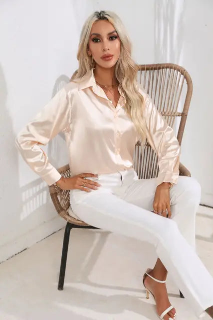 Buttoned Blouse For Women | Long Sleeves Relaxed Fit