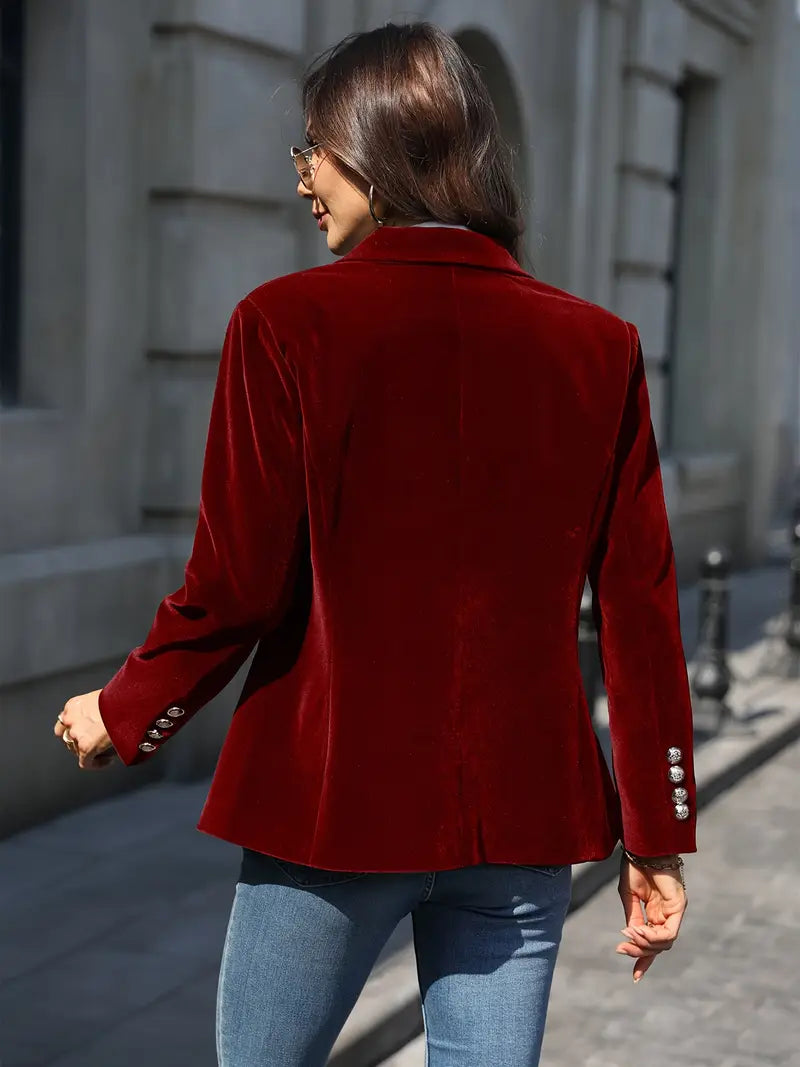 Womens Blazer with Gold Buttons and Sharp Lapels | Elegant