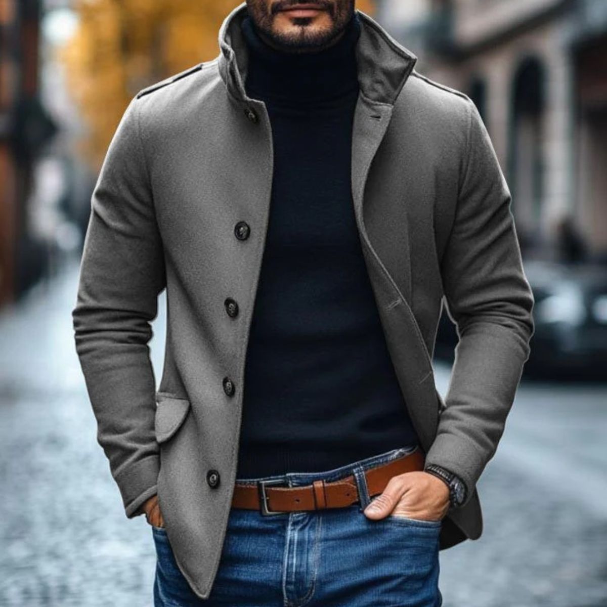 Men’s Button Overcoat | Structured Design