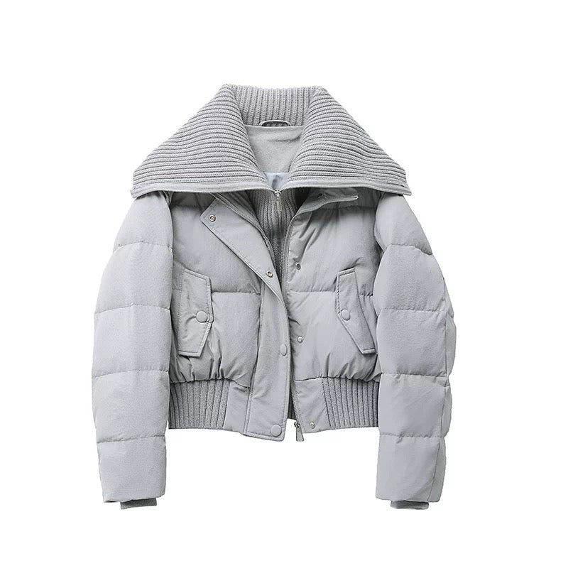 Women’s Quilted Puffer Jacket | High Collar Oversized Fit
