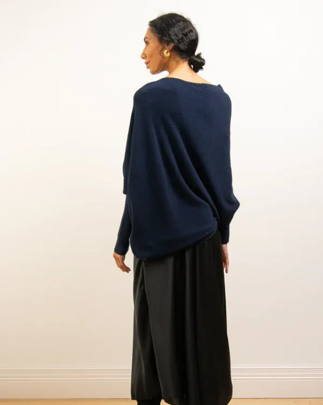 Women’s Off-Shoulder Knit with Swing Collar | Refined Look