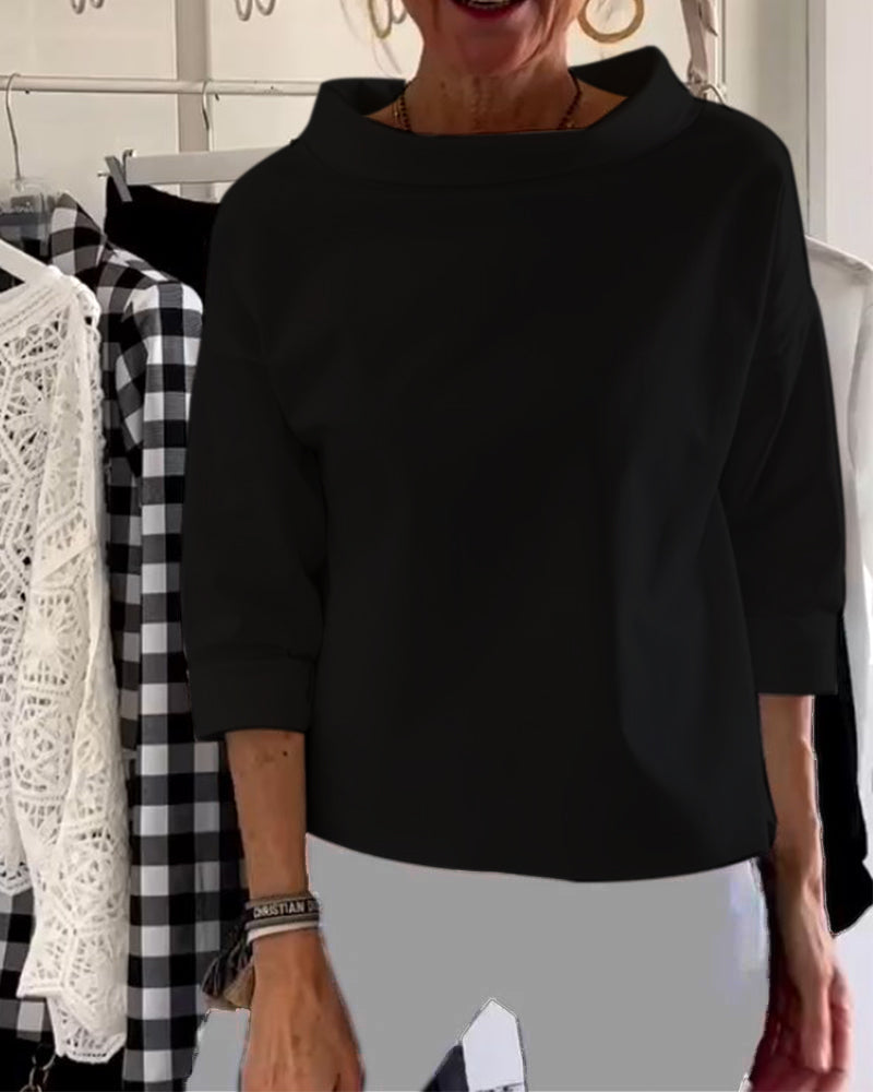Women’s Modern High-Collar Top | Structured Outline