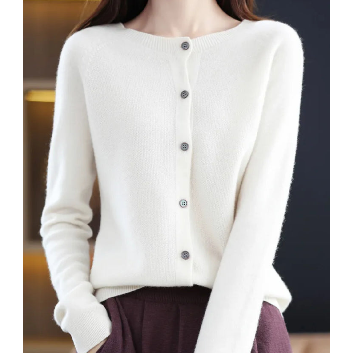 Women’s Classic Round Neck Cardigan | Timeless Style