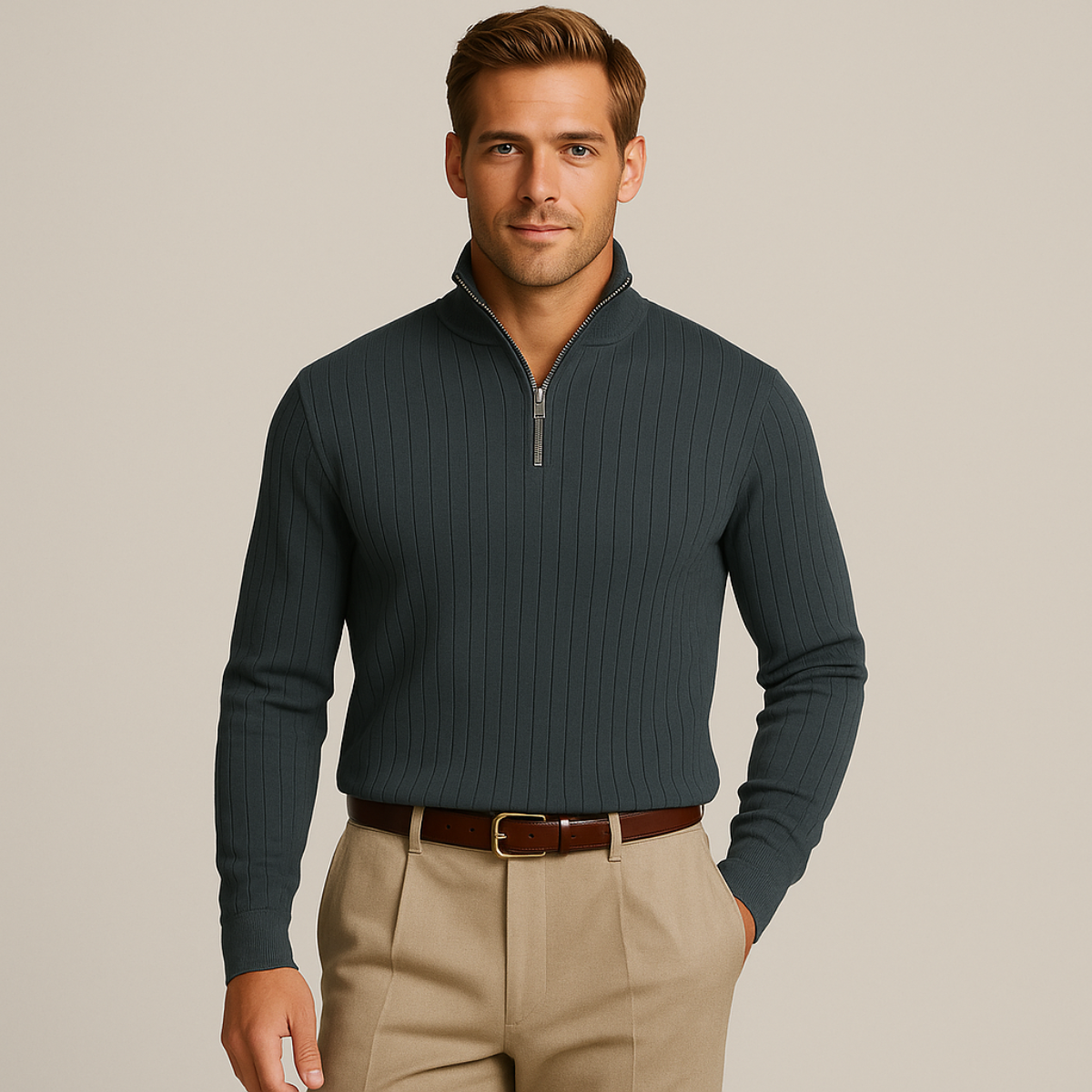 Men’s Half Zip Jumper | Ribbed Design