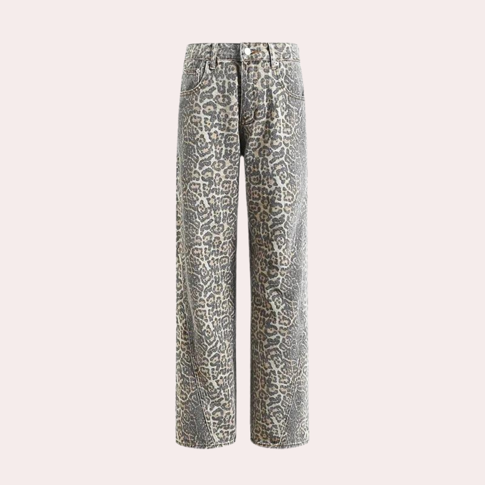 Womens Leopard Print Trousers - Trendy Lounge