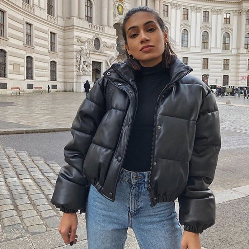 Short Black Down Jacket For Women | Bomber Style