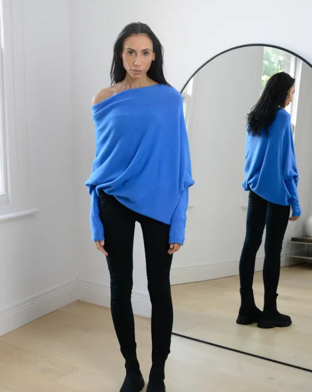 Women’s Off-Shoulder Knit with Swing Collar | Refined Look