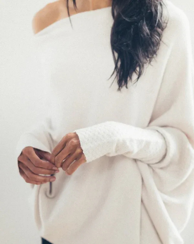 Women’s Off-Shoulder Knit with Swing Collar | Refined Look