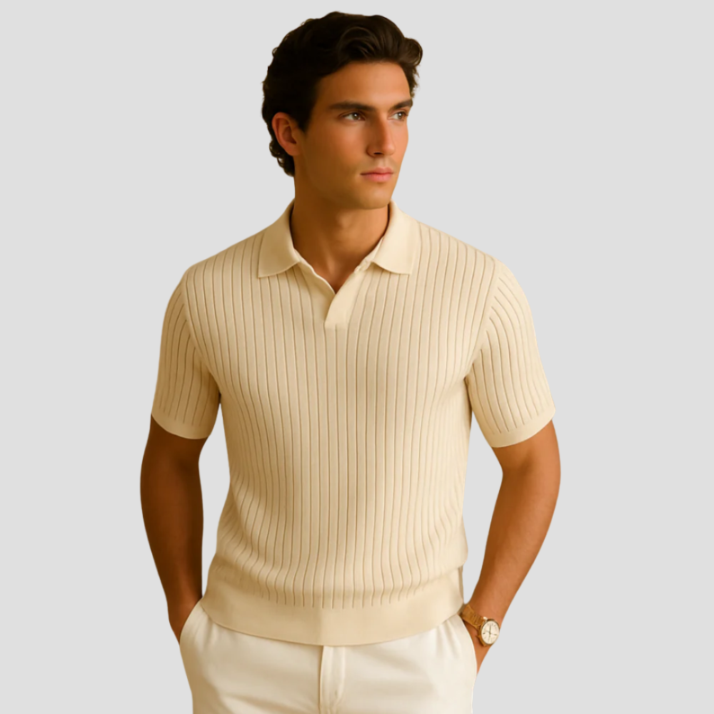 Polo Élegant à Côtes pour Hommes | Tricot Fin