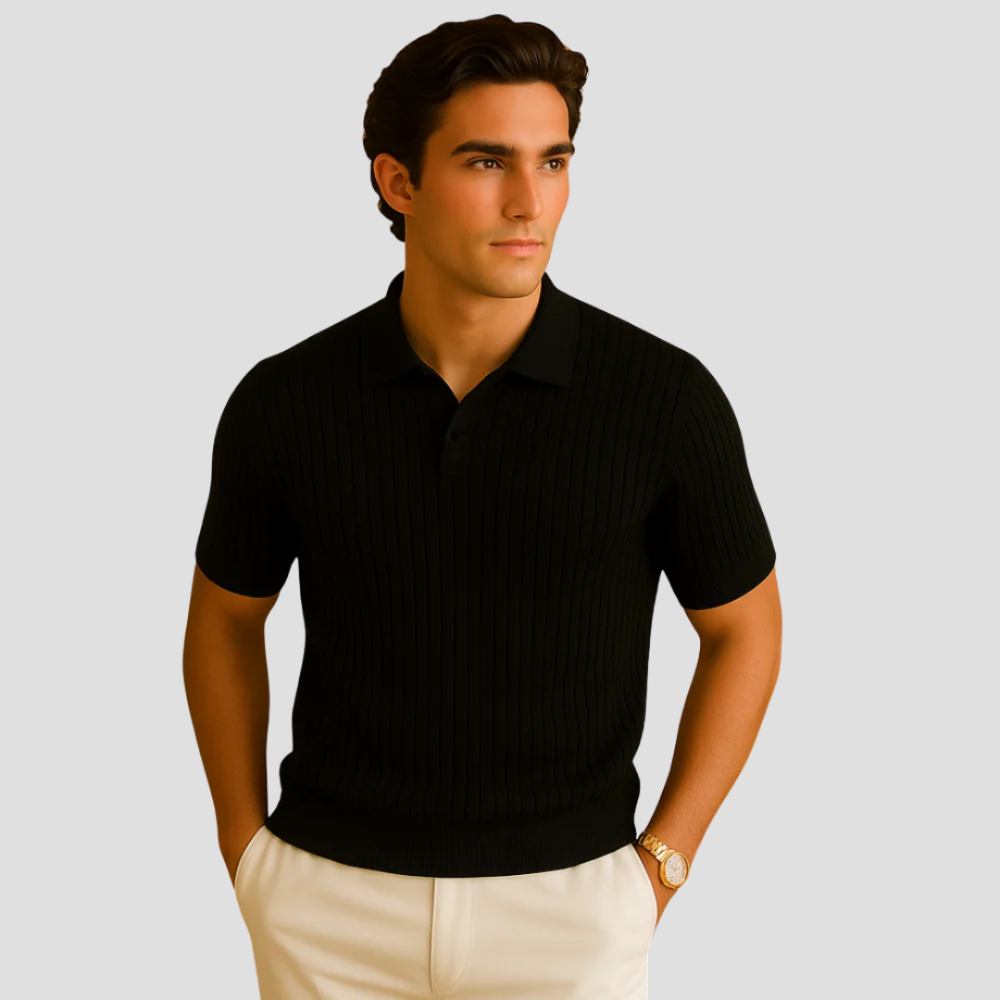 Polo Élegant à Côtes pour Hommes | Tricot Fin