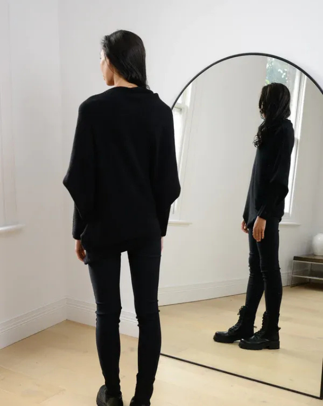 Women’s Off-Shoulder Knit with Swing Collar | Refined Look