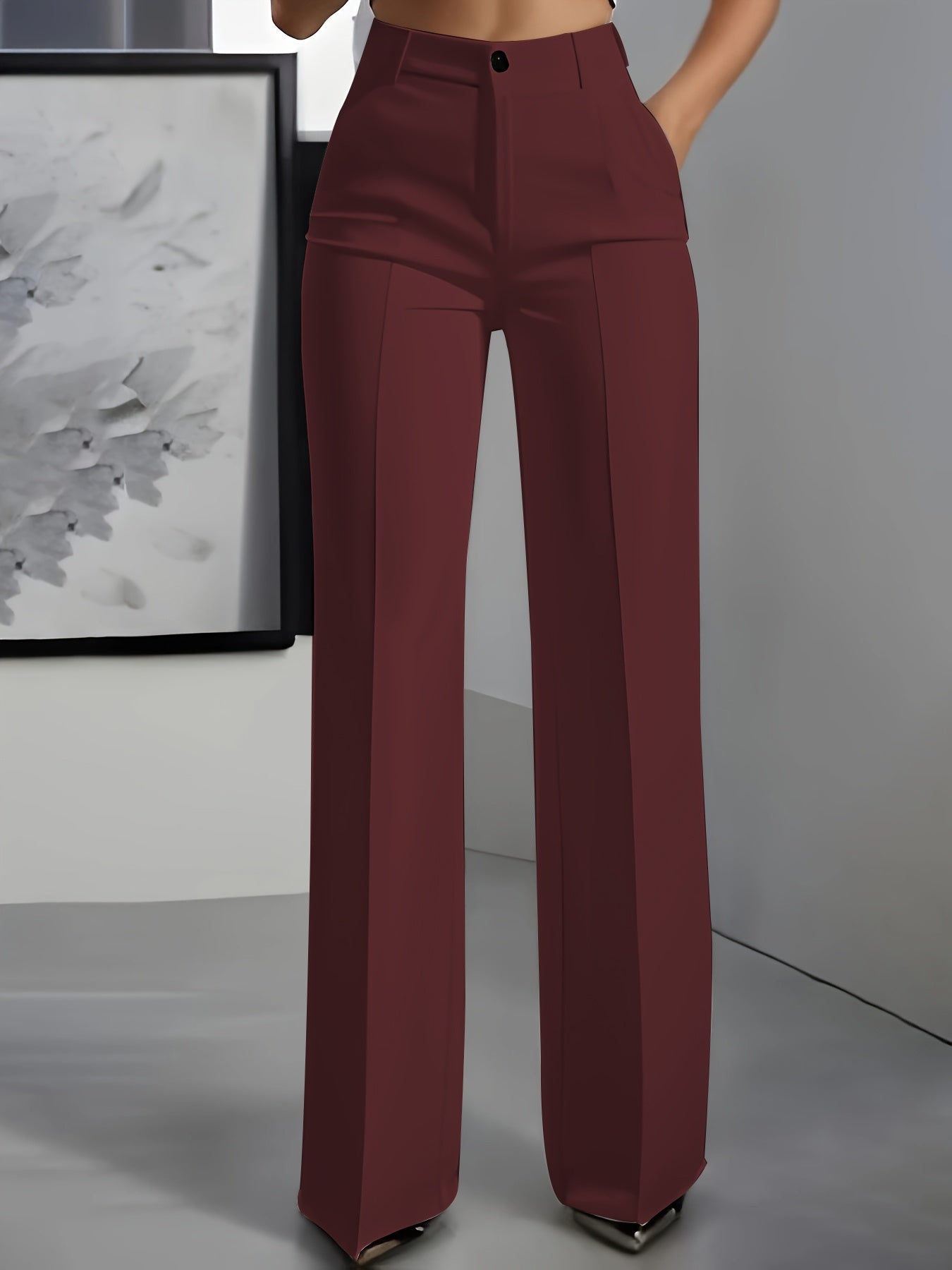 Womens Wide Leg Trousers | Elegant High-Waist