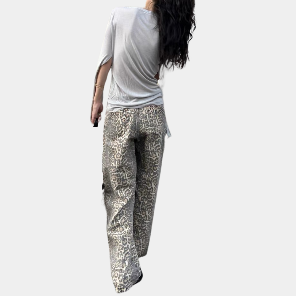 Womens Leopard Print Trousers - Trendy Lounge