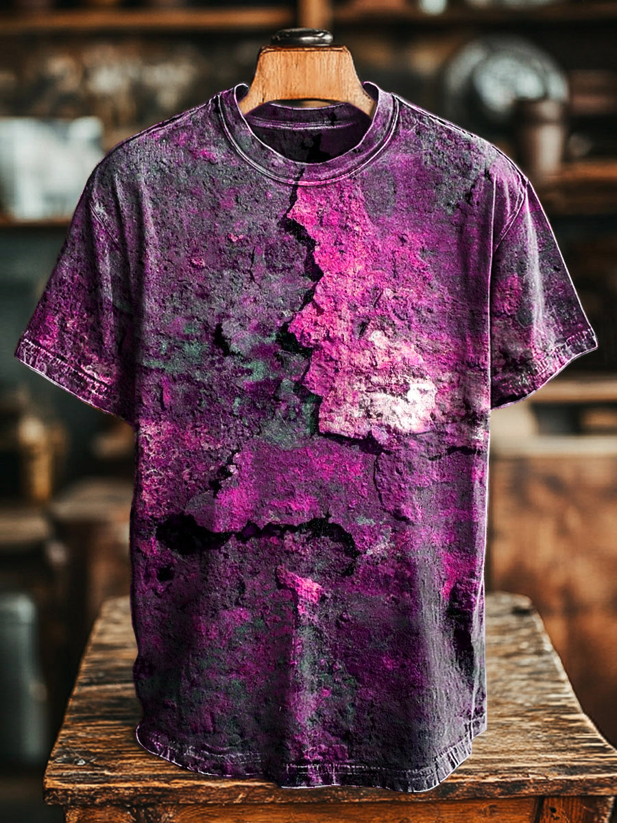 T-Shirt Unisexe Ample Avec Imprimé Rouille Rétro | Manches Courtes Pour Le Printemps Et L'été