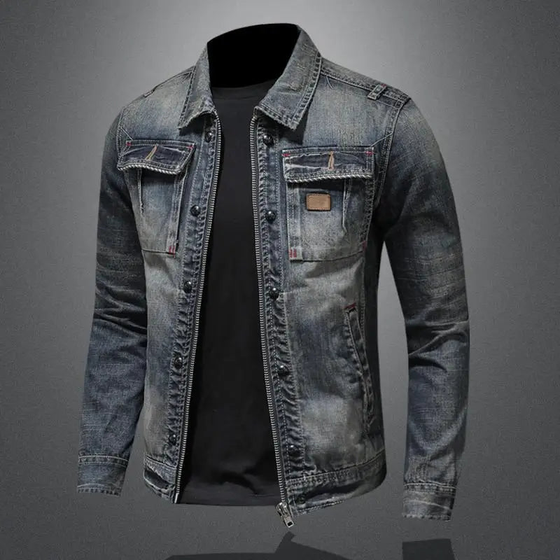 Veste En Denim Ajustée Pour Hommes | Style Rétro
