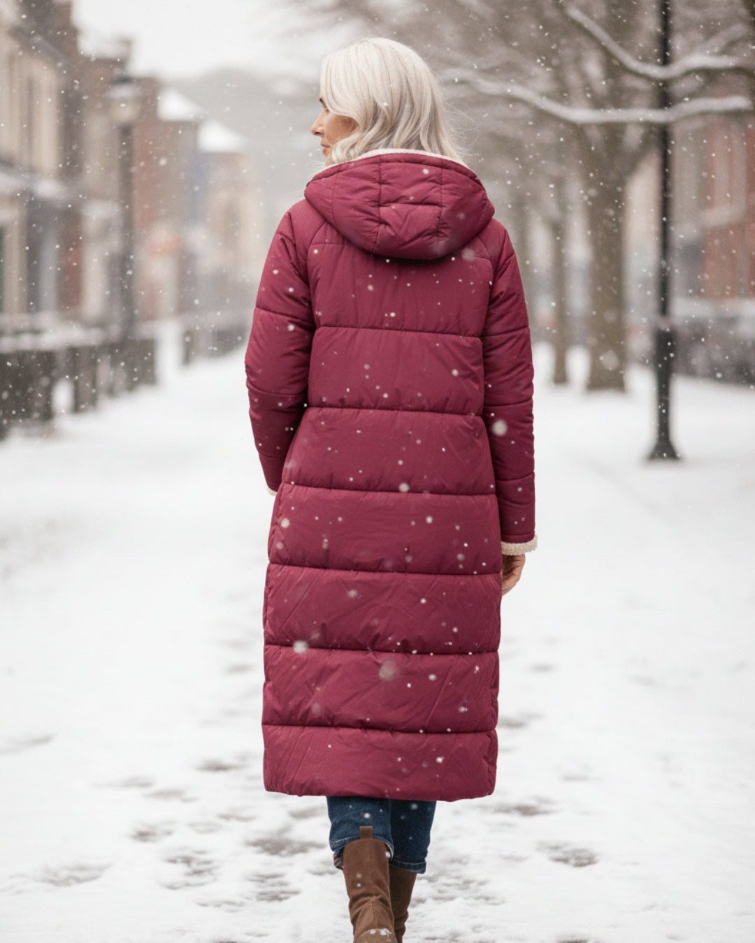 Women’s Long Winter Coat | Quilted Outline