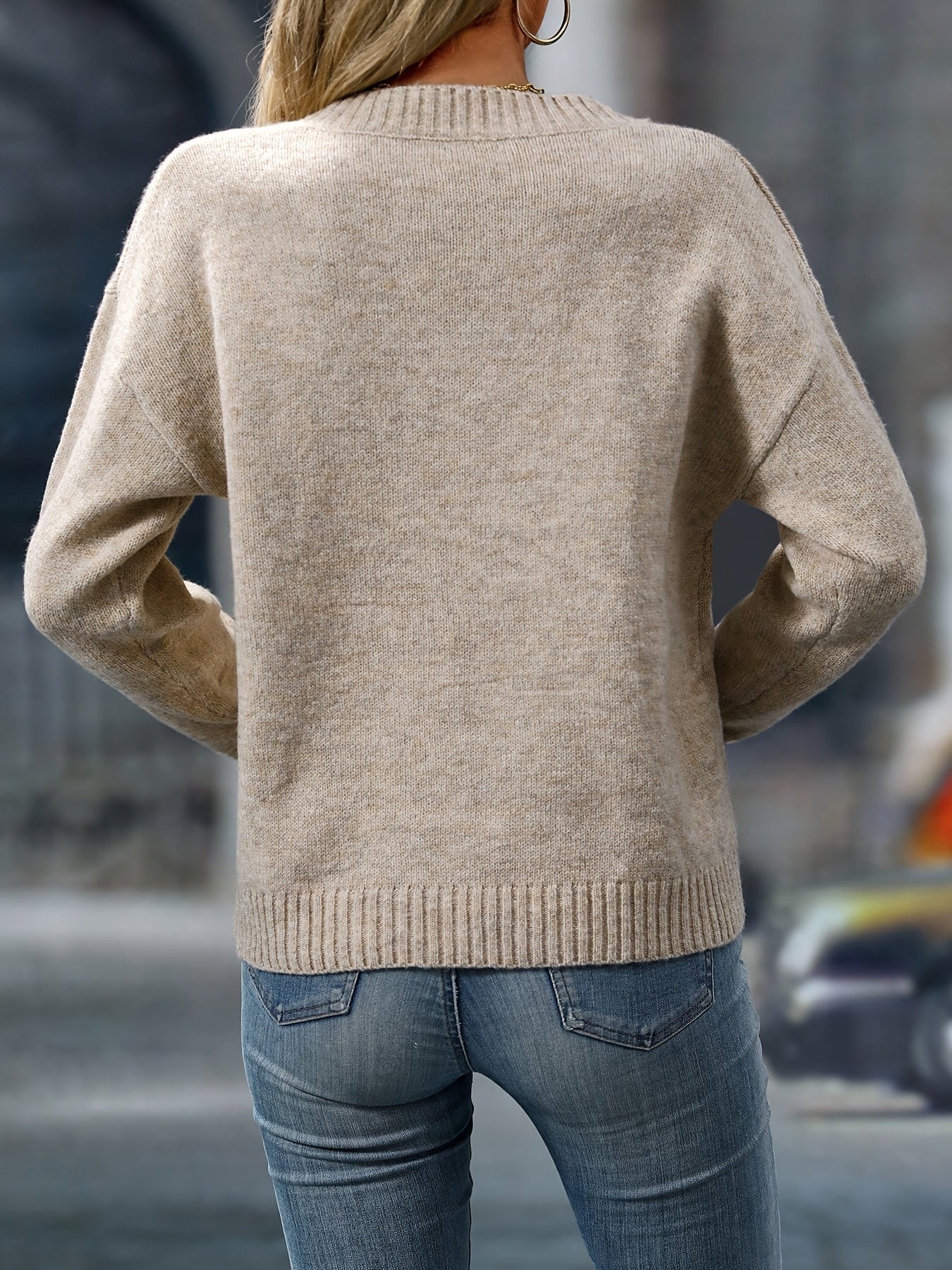 Women’s Casual Knit Pullover | V-Neck Design