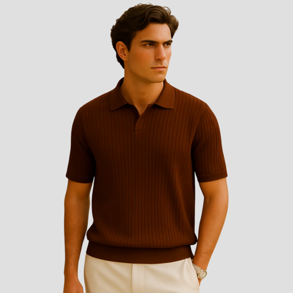 Polo Élegant à Côtes pour Hommes | Tricot Fin