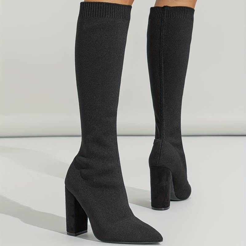 Women’s Stylish Knee High Boots | Stretch Fit Block Heel