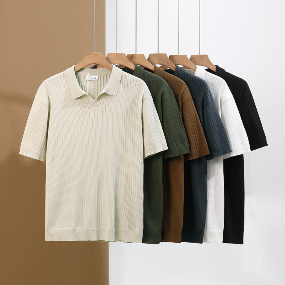 Polo Élegant à Côtes pour Hommes | Tricot Fin
