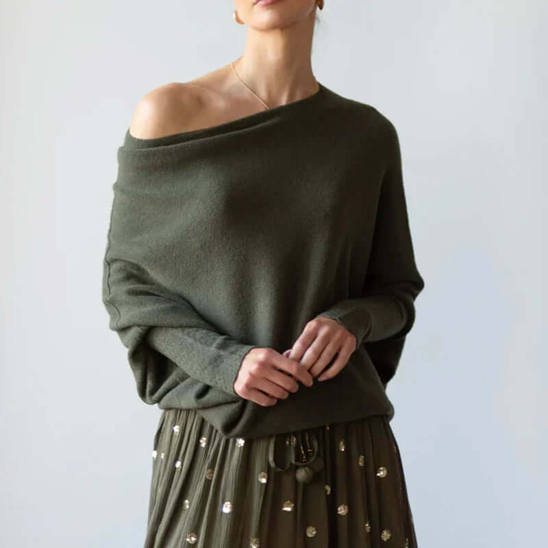 Women’s Asymmetric Draped Jumper | Long Hemline