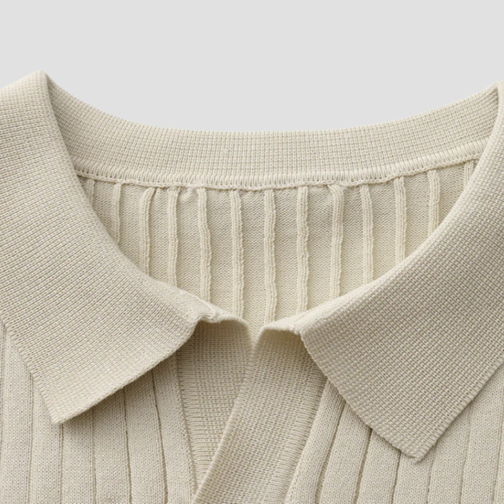 Polo Élegant à Côtes pour Hommes | Tricot Fin