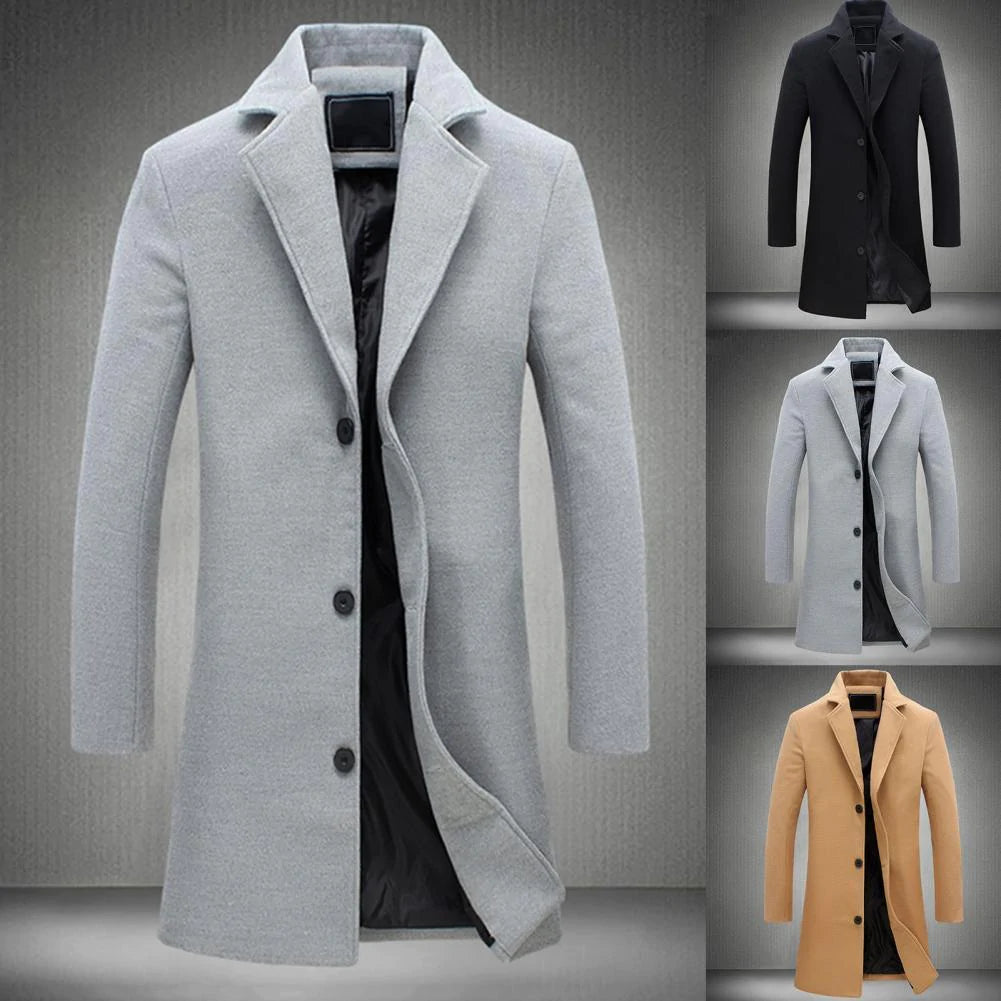 Stylish Long Winter Mens Trench Coat | Warm