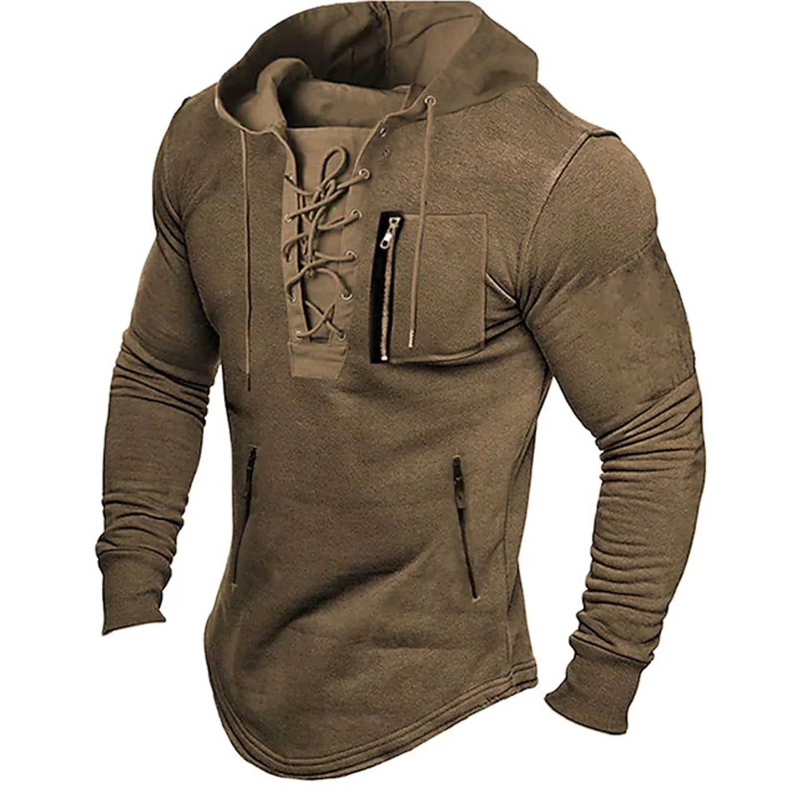 Mens Hoodie Vintage Lace-Up | Classic