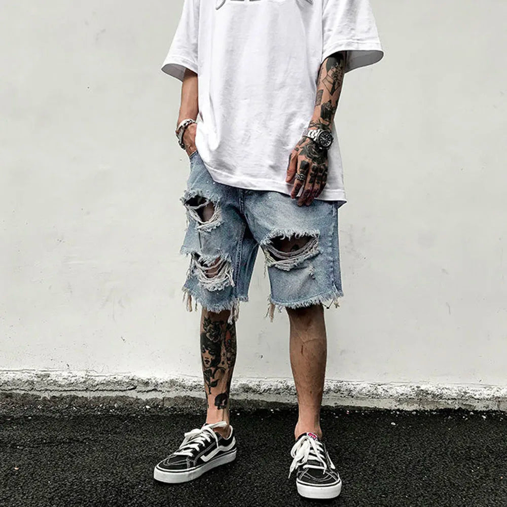 Shorts En Jean Déchirés Pour Hommes | Tendance