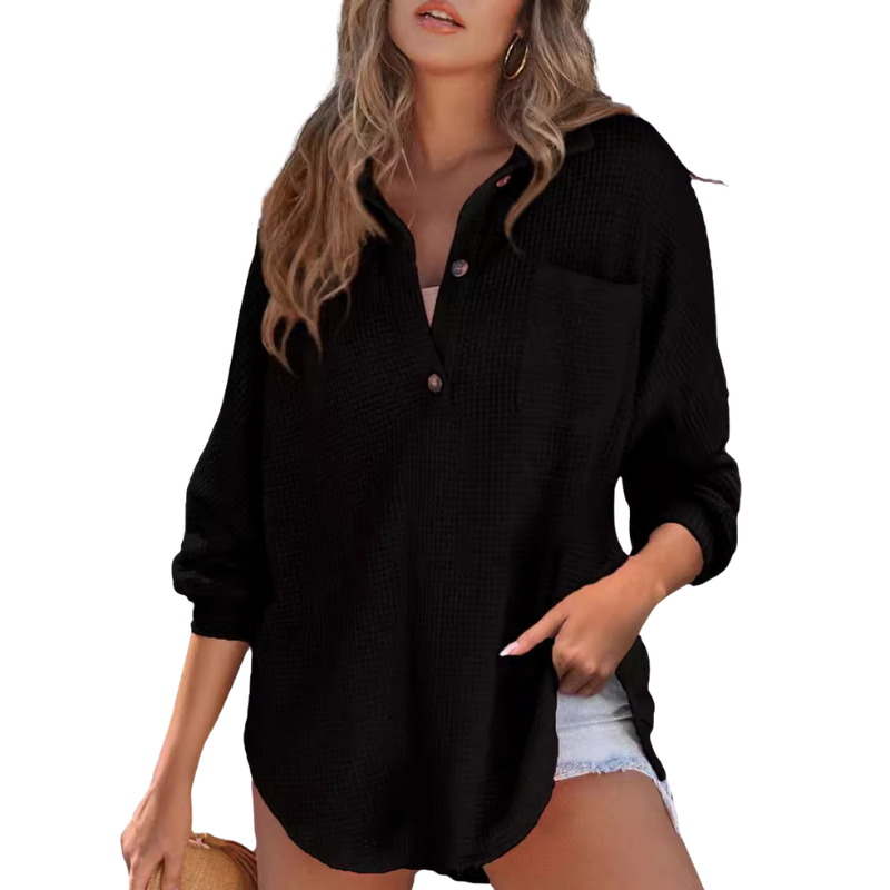 Women’s Button V-Neck Tunic Blouse