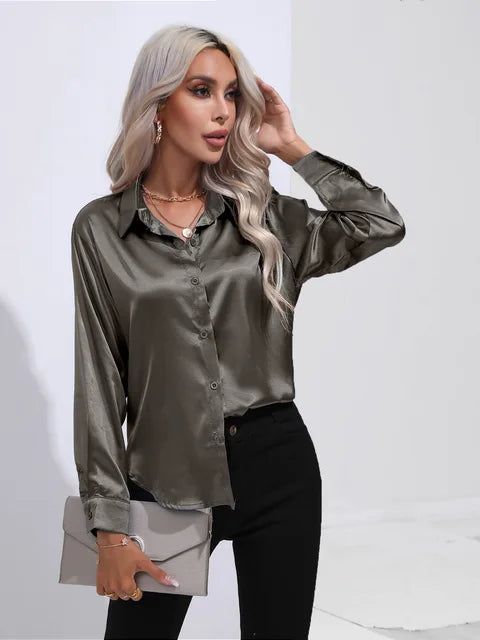 Buttoned Blouse For Women | Long Sleeves Relaxed Fit