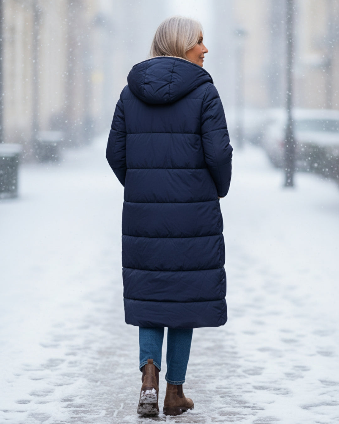 Women’s Long Winter Coat | Quilted Outline
