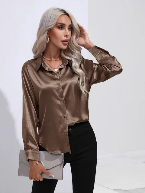 Buttoned Blouse For Women | Long Sleeves Relaxed Fit