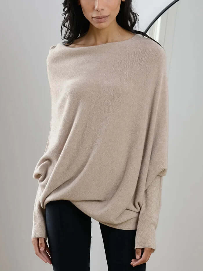 Women’s Asymmetric Draped Jumper | Long Hemline