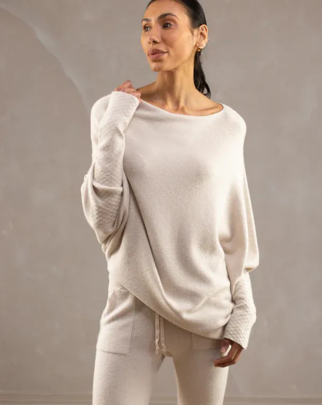Women’s Off-Shoulder Knit with Swing Collar | Refined Look