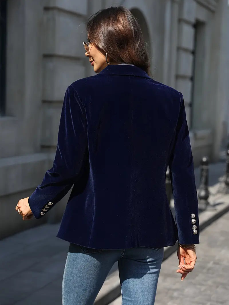Womens Blazer with Gold Buttons and Sharp Lapels | Elegant