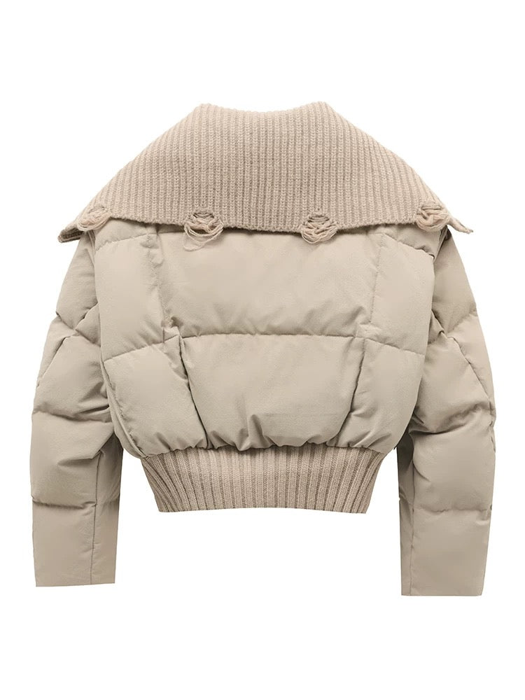 Women’s Quilted Puffer Jacket | High Collar Oversized Fit
