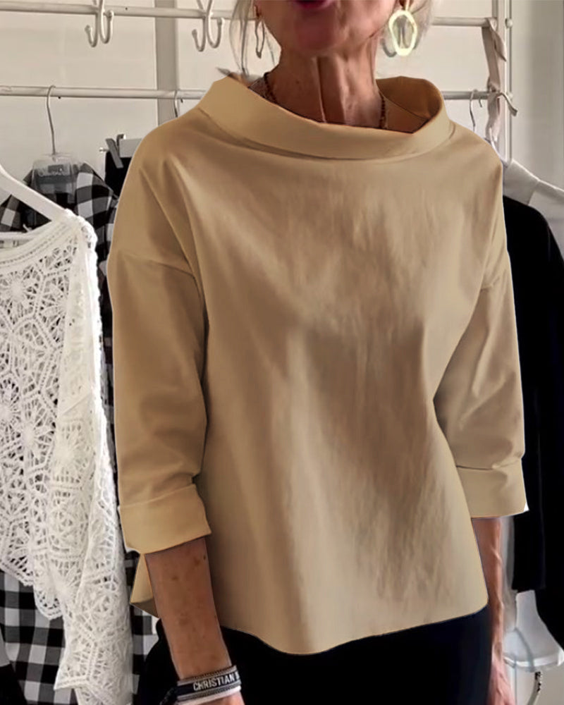 Women’s Modern High-Collar Top | Structured Outline